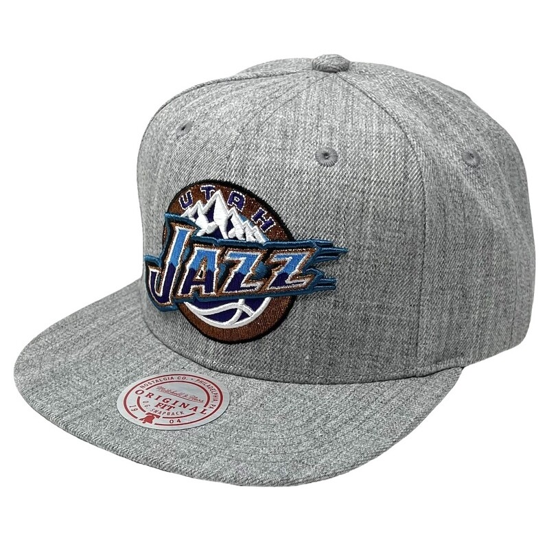 Utah Jazz Men’s Heather Grey 2.0 Mitchell & Ness Team Snapback Hat