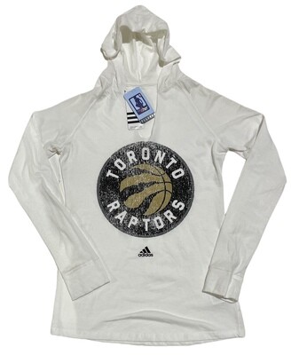 Toronto Raptors Women’s White Adidas Lightweight Hoodie