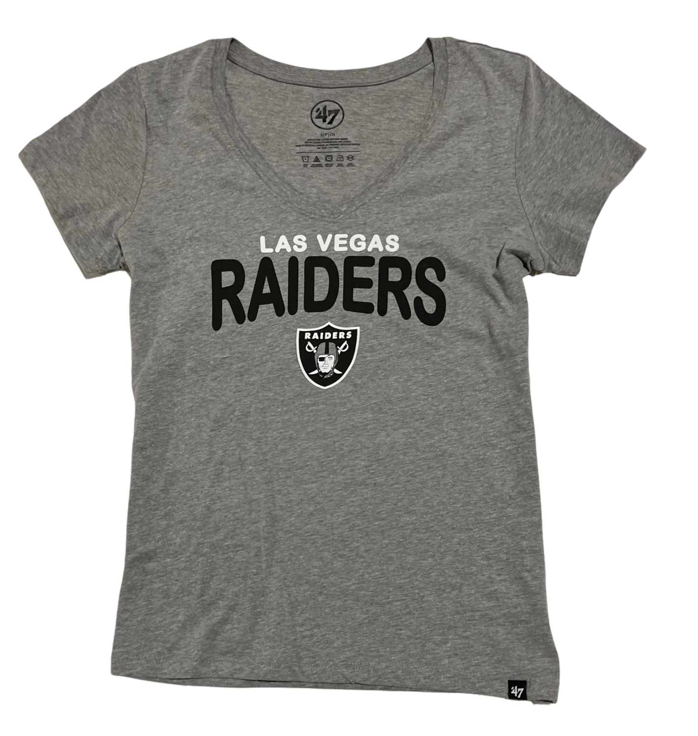 Las Vegas Raiders Women's 47 Slate Grey V-Neck Shirt