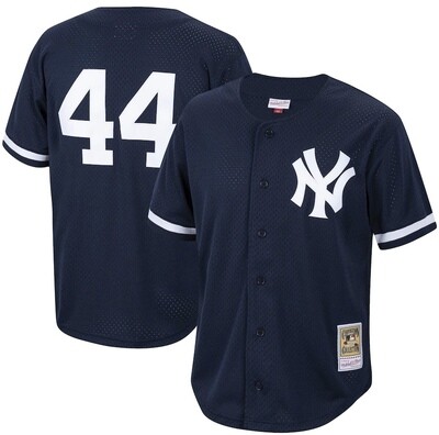 New York Yankees Reggie Jackson 1997 Men’s Navy Full Button Up Mitchell & Ness Mesh Jersey