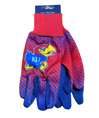 Kansas Jayhawks Striped Utility Gloves