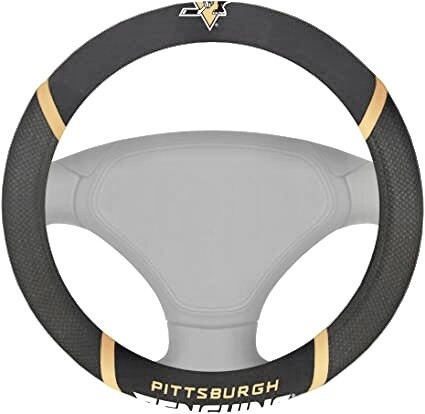 Pittsburgh Penguins Vegas Gold Embroidered Car Steering Wheel Cover