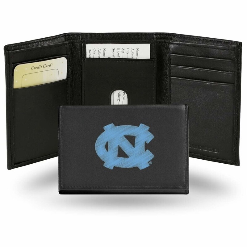 North Carolina Tar Heels Leather Embroidered Tri-Fold Wallet