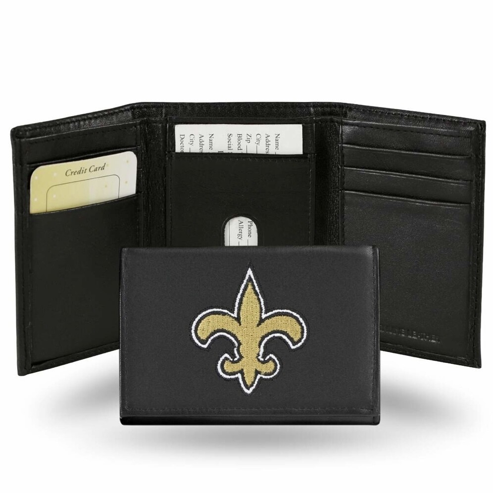 New Orleans Saints Leather Embroidered Tri-Fold Wallet