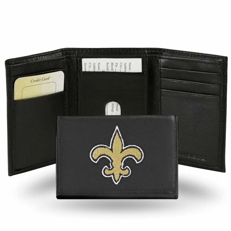 New Orleans Saints Leather Embroidered Tri-Fold Wallet