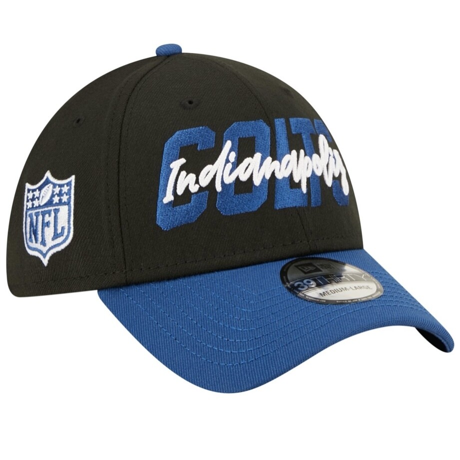 Indianapolis Colts Men’s New Era Black NFL Draft 39Thirty Fitted Trucker Hat
