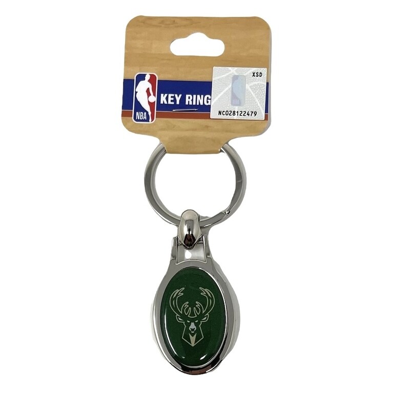 Milwaukee Bucks Metal Oval Key Ring