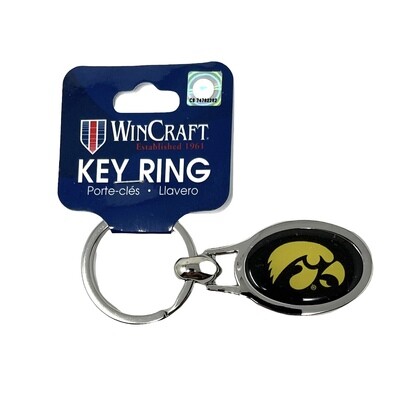 Iowa Hawkeyes Metal Oval Key Ring