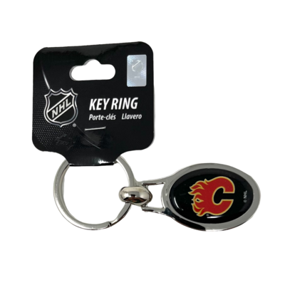 Calgary Flames Metal Oval Key Ring