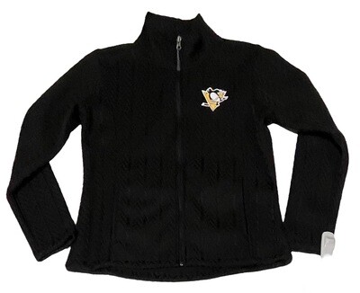Pittsburgh Penguins Women's G-lll Apparel Black Cable Knit Full-Zip Jacket