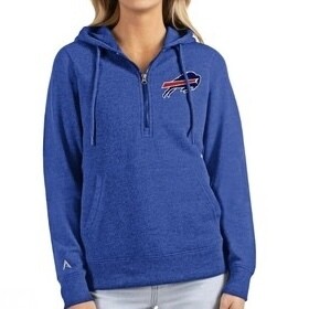 Buffalo Bills Women’s Blue Antigua Action Half Zip Pullover Hoodie