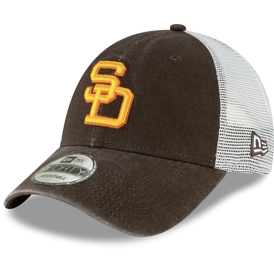 San Diego Padres Men's New Era Brown Cooperstown Collection 1980 Trucker 9FORTY Adjustable Hat