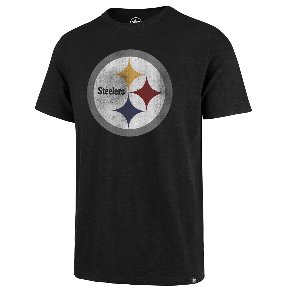 Pittsburgh Steelers Men’s Distressed 47 Black Logo T-Shirt