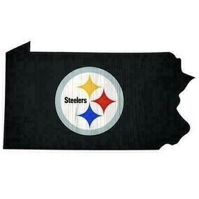 Pittsburgh Steelers 7.5" x 12" State Shaped Wooden Sign