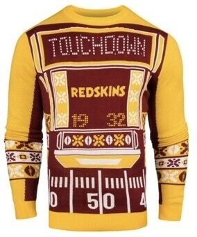 Washington Redskins Men’s Touchdown Light ‘Em Up Ugly Christmas Sweater, Size: Small