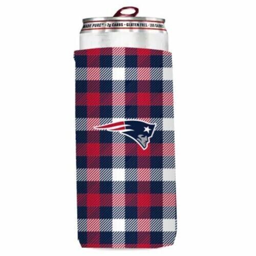 New England Patriots Plaid 12 Ounce Slim Can Cooler Koozie