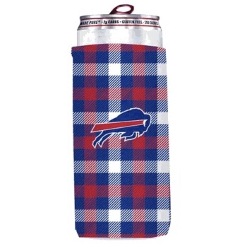 Buffalo Bills Plaid 12 Ounce Slim Can Cooler Koozie