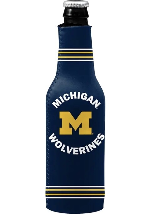 Michigan Wolverines Crest Logo 12 Ounce Bottle Cooler