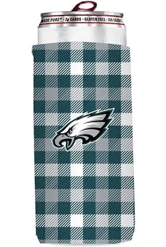 Philadelphia Eagles Plaid 12 Ounce Slim Can Cooler Koozie