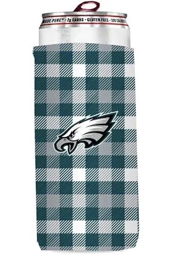 Philadelphia Eagles Plaid 12 Ounce Slim Can Cooler Koozie