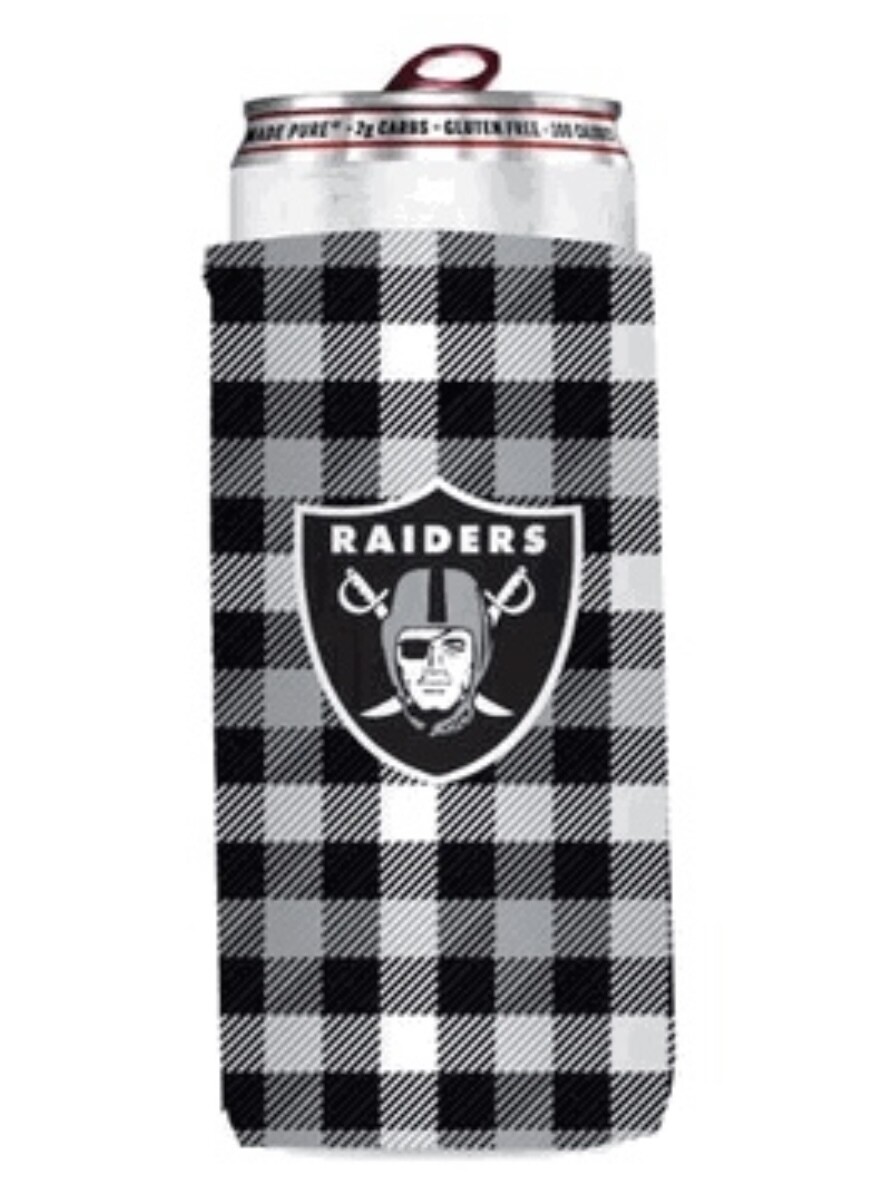Las Vegas Raiders Plaid 12 Ounce Slim Can Cooler Koozie