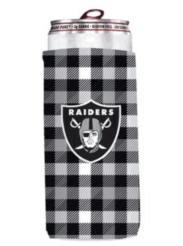 Las Vegas Raiders Plaid 12 Ounce Slim Can Cooler Koozie