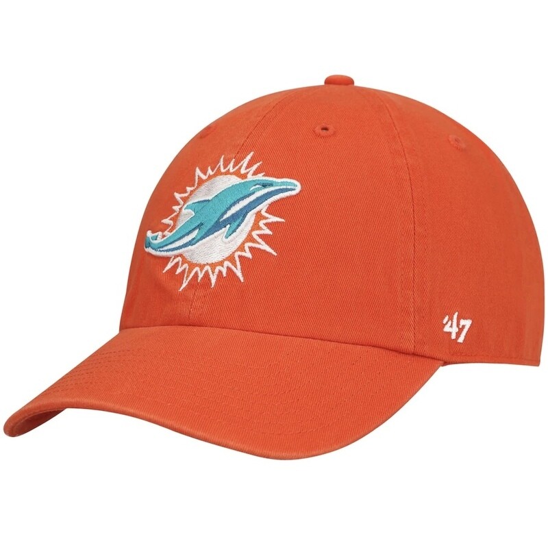 Miami Dolphins Men's Orange 47 Brand Clean Up Adjustable Hat