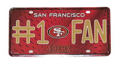 San Francisco 49ers #1 Fan Lightweight Metal License Plate