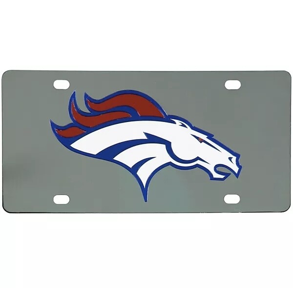 Denver Broncos Stainless Steel Silver License Plate