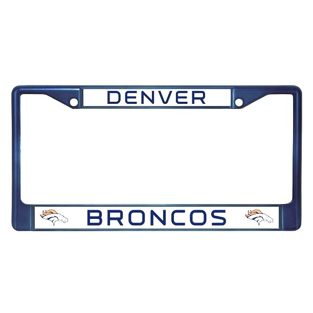 Denver Broncos Royal Blue Chrome Metal License Plate Frame