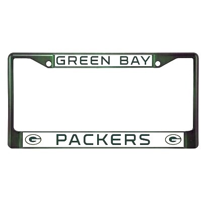 Green Bay Packers Dark Green Chrome Metal License Plate Frame