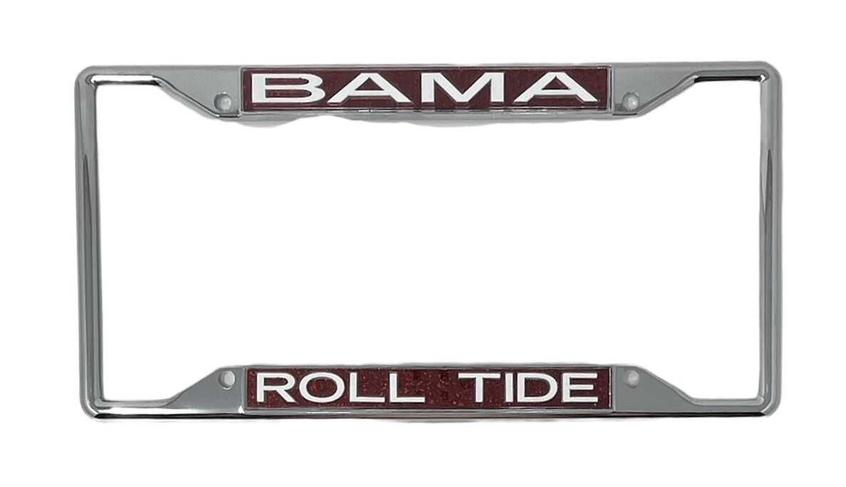 Alabama Crimson Tide Glitter Laser Chrome Metal License Plate Frame