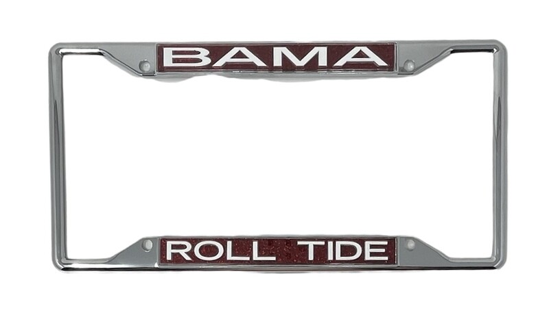 Alabama Crimson Tide Glitter Laser Chrome Metal License Plate Frame