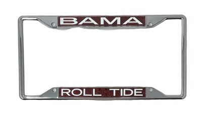 Alabama Crimson Tide Glitter Laser Chrome Metal License Plate Frame