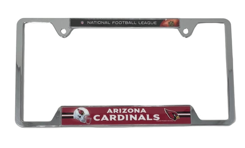 Arizona Cardinals Striped Chrome Metal License Plate Frame
