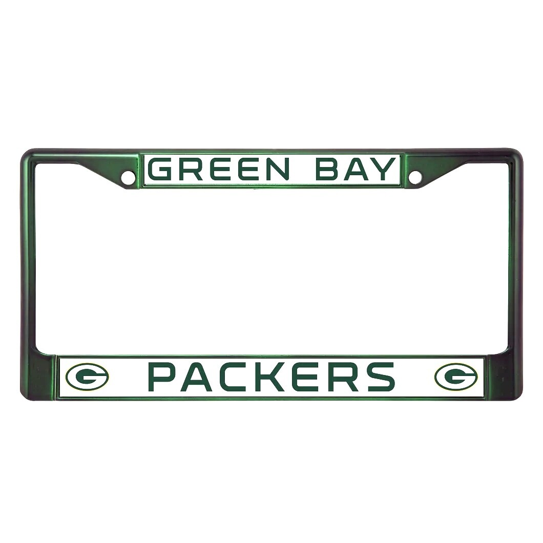 Green Bay Packers Green Chrome Metal License Plate Frame
