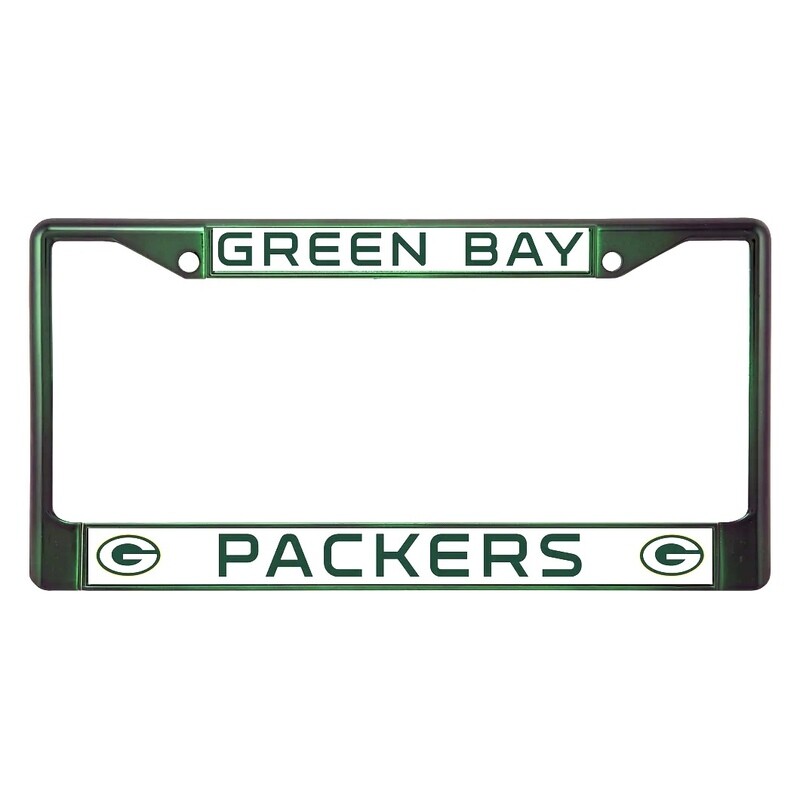 Green Bay Packers Green Chrome Metal License Plate Frame