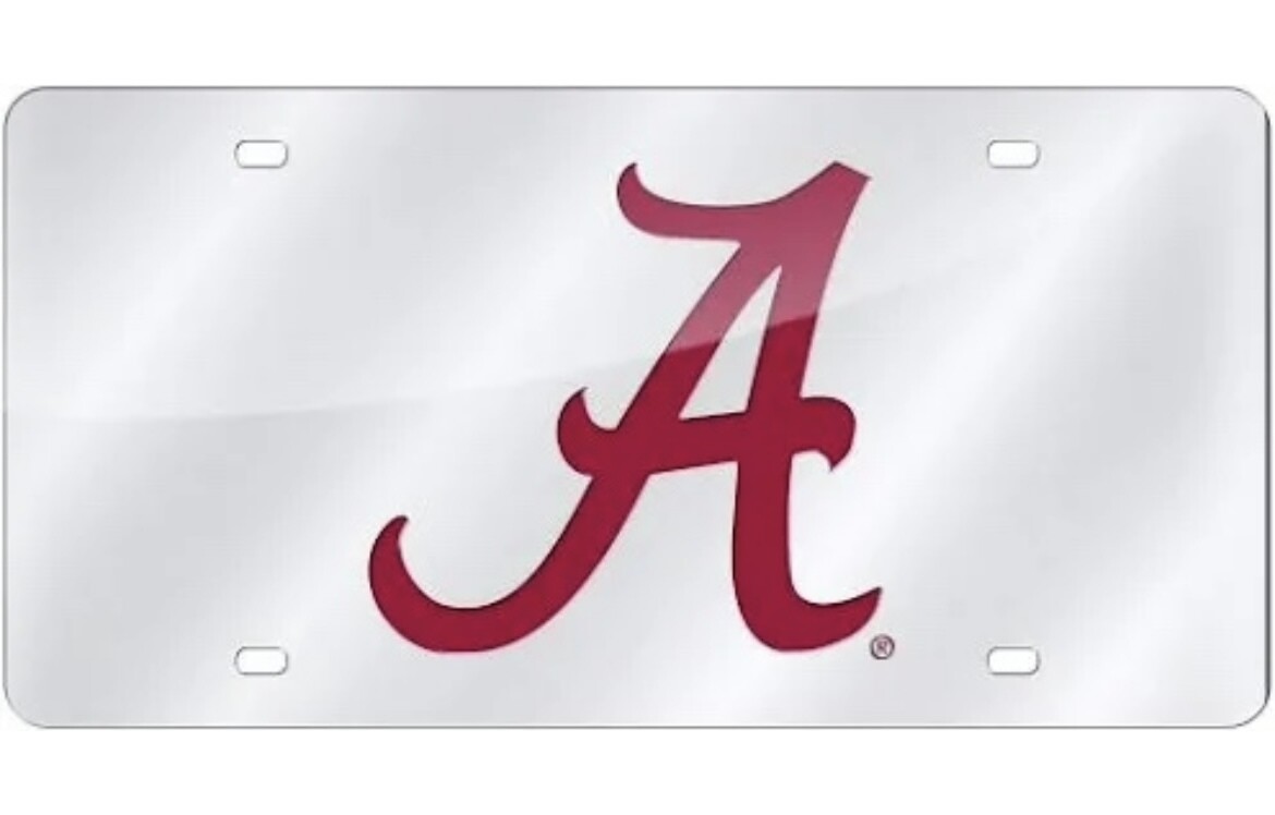 Alabama Crimson Tide Laser Tag Silver License Plate