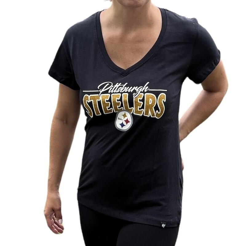 Pittsburgh Steelers Women's V-Neck Short Sleeve Shirt