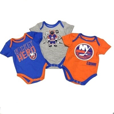 New York Islanders Baby 3 Piece Short Sleeve Onesie Set