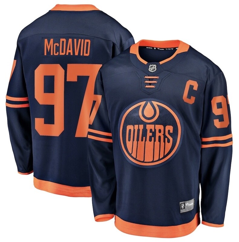 Edmonton Oilers Connor McDavid Men's Navy Blue Fanatics Reverse Retro Breakaway Player Jersey