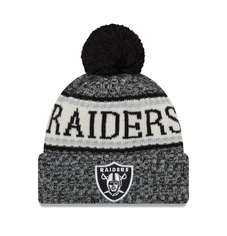 Las Vegas Raiders Men's New Era Cuffed Pom Knit Hat