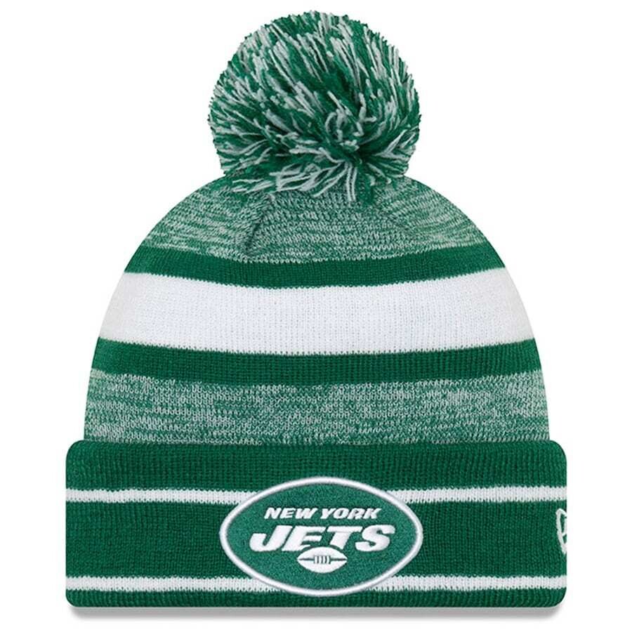 New York Jets Men's New Era 2019 Sideline Pom Cuffed Knit Hat