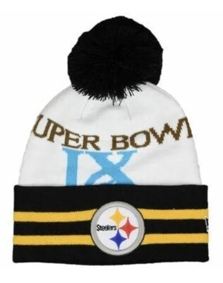 Pittsburgh Steelers IX Super Bowl Men's New Era Cuffed Pom Knit Hat
