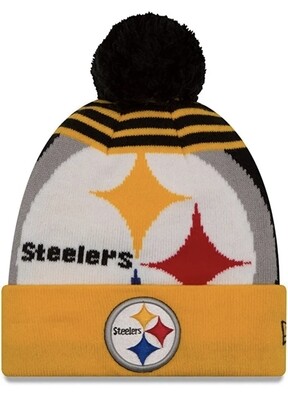 Pittsburgh Steelers Men’s New Era Logo Wiz 2 Cuffed Pom Knit Hat