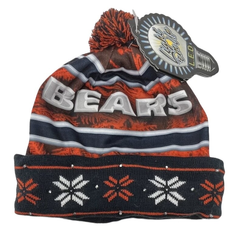 Chicago Bears Men's Light 'Em Up Pom Knit Hat Chicago Bears Men's Light 'Em Up Pom Knit Hat