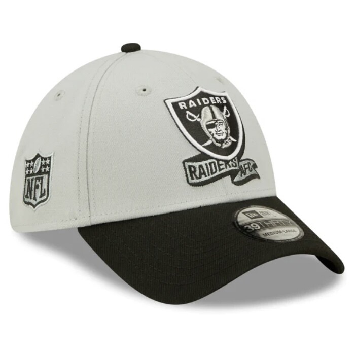 Las Vegas Raiders Men’s Grey New Era 39Thirty  Sideline Official Coach Flex Fit Hat