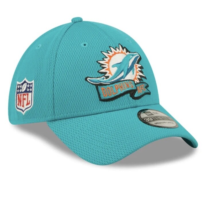 Miami Dolphins Men’s Teal New Era 39Thirty  Sideline Official Coach Flex Fit Hat