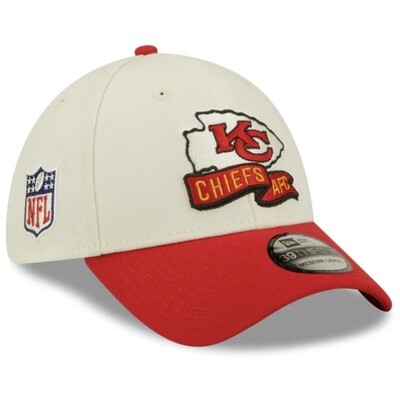 Kansas City Chiefs Men’s Cream New Era 39Thirty  Sideline Official Coach Flex Fit Hat