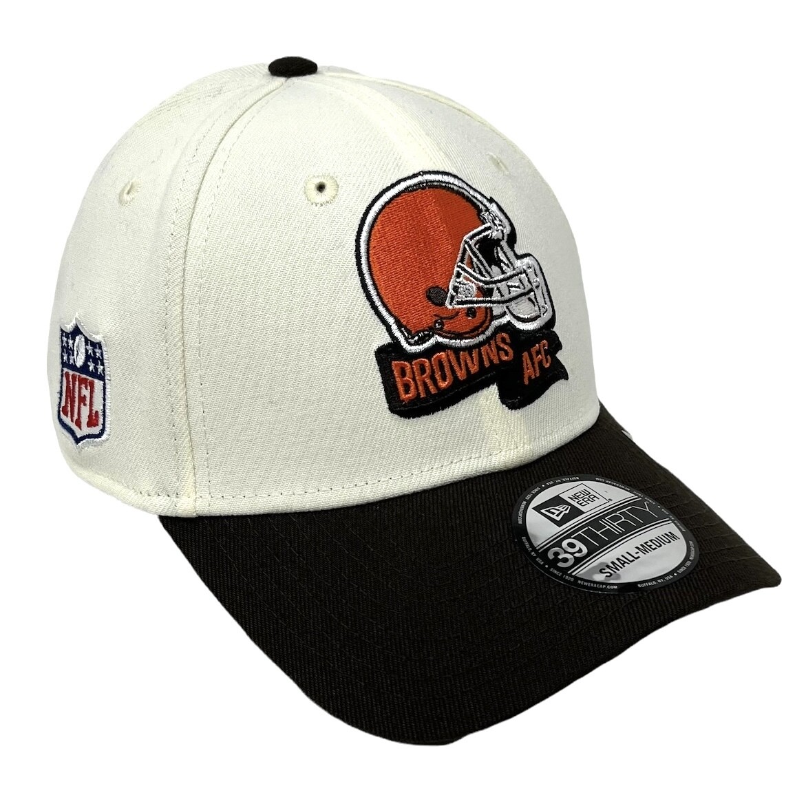 Cleveland Browns Men’s Cream New Era 39Thirty  Sideline Official Coach Flex Fit Hat